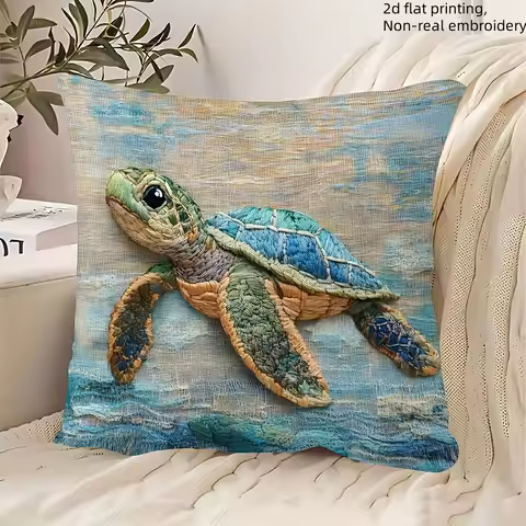 Sea Turtle Pillow Cover: 2D Flat Printing for a Unique Look Sofa cushion cover, home decoration, 2D