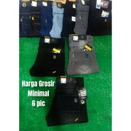 HITAM Men's long black jeans / solid black jeans / dark black slim fit jeans / dark black long jeans