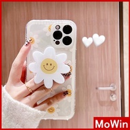 Mowin - iPhone Case Silicone Soft Case Clear Case Square Edge With Popsocket Folding Stand Shockproo