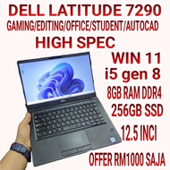 LAPTOP HIGH SPEC DELL LATITUDE 7290 I5 GEN 8,8GB RAM,SSD,LIKE NEW