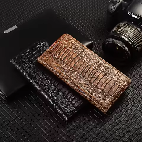 Ostrich Pattern Genuine Leather Flip Case For Xiaomi Mi A1 A2 A3 CC9 CC9e A3 Mix 2 2S 3 4 Civi 1S 2 