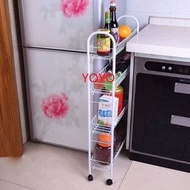 YL582多用途置物架廚房收納冰箱邊夾縫置物架可移動雜物架窄衛生間整理架縫隙收納架夾縫置物架帶輪子可移動