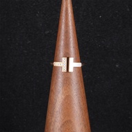 TIFFANY&CO(蒂芙尼) Tiffany T 18K金 半鑽半貝母線圈戒指 18K黃金/鑽石/白貝母 49 玫瑰金