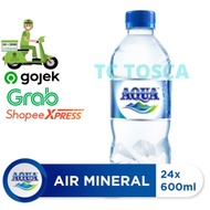 air mineral aqua 600ml 1 dus isi 24 botol