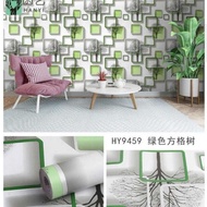 Wallpaper Stiker Dinding Motif Kotak Pohon Hijau 3d Cocok Dekorasi Rua