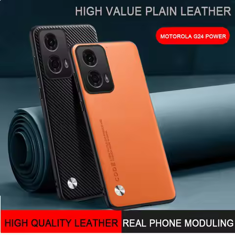 For Motorola G24 Power Plain Skin Leather Case Cover Soft Frame Camera Funda Motorola G24 Fundas Mot