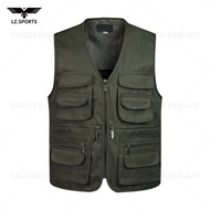 Multi-Pocket Cotton Breathable Fishing Casual Vest Men Classic Sleeveless L-6XL TXJY-11