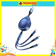 Cáp cáp sạc dây rút 3 đầu remax RC-C018 15w hot