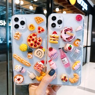 3D Fashion luxury Cake Pizza illustration Silicone Shockproof Soft Case Compatible For iPhone 12 11 