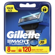 Gillette Mach 3 Turbo 3D Blades Refill 8 pcs Shaver Razor Blades Pisau Cukur