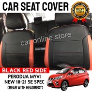 Perodua Myvi New 2018-21 SE SPEC Car Seat Cover PVC Leather Black with Red Side Cushion Cover