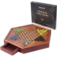 Chinese Checkers 15-Inches 15-Inch Large Upgraded Version Wooden Game Board, 16mm 60+12 Glass Marble