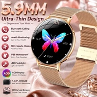 Ultra-Thin3D Curved AMOLED Screen Smart Watch Women LED Flashlight Bluetooth Call Always-On Display 