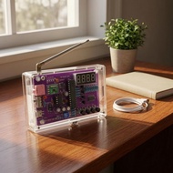 Radio Frequency Radio Soldering Kit Transparent Shell  Radio Frequency Radio Kit Violet Circuit Boar