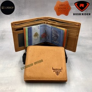 Rush Rider Dompet Kulit Asli Full Grain Cow Leather Short Wallet Money Clip Wallet