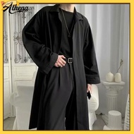 athena|  Solid Color Lapel Men Coat Elastic Men Trench Coat Stylish Lapel Trench Coat for Men Lightw