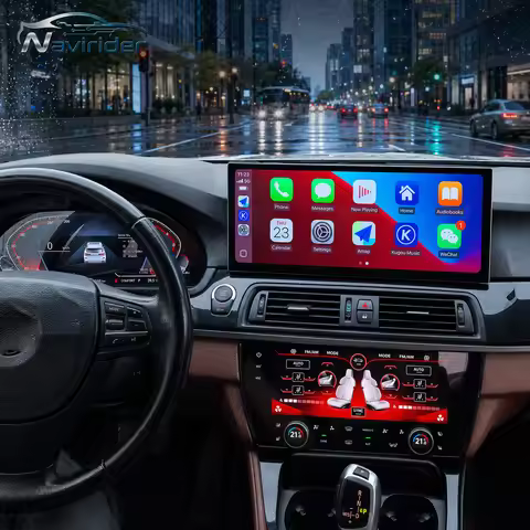 Navirider For BMW 5Series X5 F15 F10 15.8" Wireless CarPlay Android Auto Player + Touch AC Climate P
