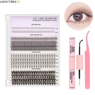 LUCKYSTORE 400Pcs Lash Clusters, with Applicator and Lash Bond&Seal Wispy Lash Extension Kit, Volume