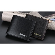 BAELLERRY Ready Stock Short Bifold Leather Men Man Beg Wallet Dompet Lelaki Bag Card Holder Clip Black Brown Gift HIm