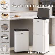 Vision Adjustable Trash Can with Wheels Elevatable Garbage Bin Kitchen Moveable Waste Food Trash Bin