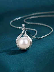 女士假珍珠項鍊,優雅時尚,飾有項圈,白金電鍍,10mm淡水假珍珠項鍊