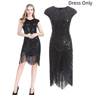 1920s Dresses for Women Flapper Dress Lace Fan Feather Headband Sequins Beads Fringes 20s Accessorie