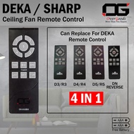 DEKA Ceiling Fan Remote Control / Compatible For DEKA SHARP KRONOS Support Light Mode / Reverse Mode