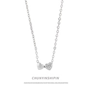 Peach Double Small Simple Hundred Jewelry Temperament Love Heart Chain Mini Niche Silver Accessories