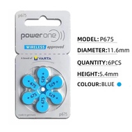 1.45V Zinc-air battery powerone P675，Suitable for hearing aids，675A，A675，675，PR44，BTE，CIC，OE