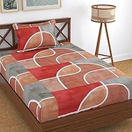 KAWI Single Bedsheet Elastic Fitted (72"X 48"Xup to 8" Mattress) Soft Cotton Blend with 1 Pillow Cov