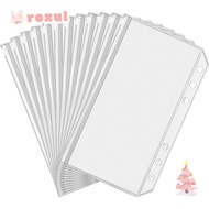 ROXUL 6Pcs Zipper Binder Pouches, PVC Waterproof 6-Hole Binder Pockets,  Receipt Bag A6 Transparent 