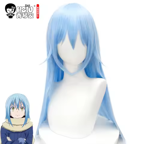 HSIU That Time I Got Reincarnated as a Slime Cosplay Wig Rimuru Tempest Long Blue Synthetic Hair Ten