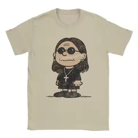 Men T-Shirt Ozzy Osbourne and Charlie Brown Inspired Novelty Cotton Tee Shirt Short Sleeve T Shirts 