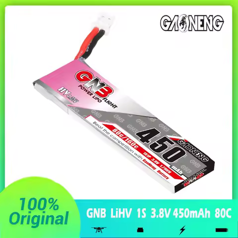 GNB 1S 3.8V 450mAh 80C LiPo Battery For Racing Drone Emax Tinyhawk Quadcopter