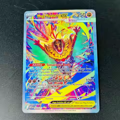 2026 English Mega Hawlucha ex SAR Holo DIY Textured Card - Mint Rare Pokemon Collectible Card