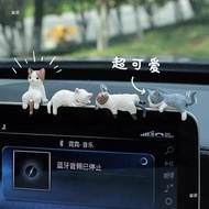 Cute Sleeping Cat Car Screen Ornament Lazy Cat Doll for Dashboard Display Auto Interior Decor