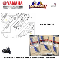 Sticker Yamaha Xmax Conneted/ Xmax V2 Sticker Blue Warna Biru left side BKA-F473E-20 100% Yamaha