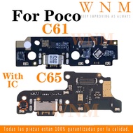 With IC USB Charging Port Dock Connector For POCO C61 C65 Charger Port Board Repair Parts