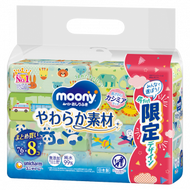 unicharm - Moony 嬰兒柔潤濕紙巾補充裝 - 柔軟質地 76枚 X 8包 ✥ [59802] (平行進口貨)