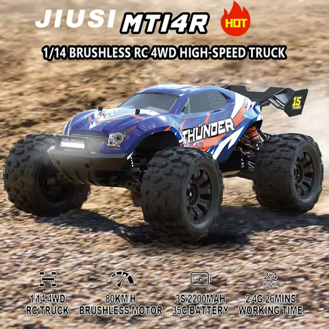 JIUSI RC Car PT14R MT14R 1/14 Brushless 80km/h 2.4G Remote Control 4WD Racing Car 3S 35C 2200mAh Hig