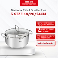 Tefal Duetto Plus stainless steel pot, 3 sizes 18/20/24cm, 18/10 stainless steel - Genuine,