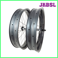 JKBSL 26er carbon fiber 100mm wide fat bike wheels 25mm deep Snow bike wheelset tubeless Sand Bike Circles carbon hookless wheels SRJNY