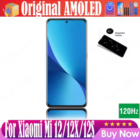 Original 120Hz AMOLED 6.28'' Replacement For Xiaomi Mi 12 12X 12S LCD Display Touch Screen