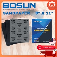 BOSUN Waterproof Abrasive Sandpaper Sand Paper Kertas Pasir 9" x 11" bossman MT oslong white sandpap