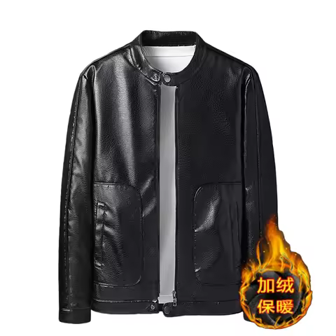 Fleece Jacket Fashion Casual Slim Fit Leather Jacket Brand Korean Style Leather Jacket Autumn Men's 