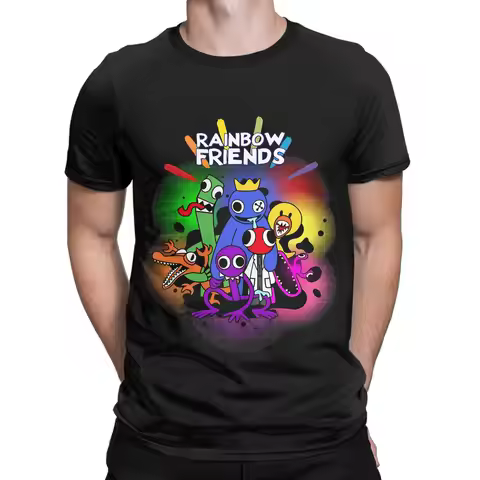 Rainbow Gaming Friends Hug it Out Colors Novelty 100% Cotton T-Shirt Rainbow Gaming Friends Tees Top