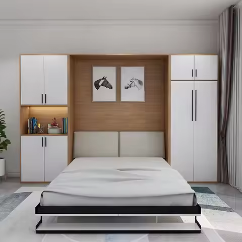 Invisible bed Wall bed Multifunctional hidden folding bed Murphy bed Flap bed Desk bookshelf Integra