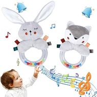 Baby Rattles 0-6 Months Newborn Toys Infant Toys 0-3 Months Soft Handbell Grab Shaker Crinkle Squeak