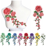 Embroidered 3D Rose Flower Lace Fabric Trim Applique