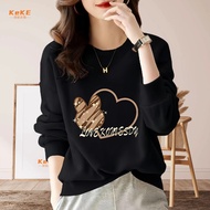 S-4XL Black Round Neck University t Korean Version Brushed Sweatshirt oversize White Blue Burgundy A